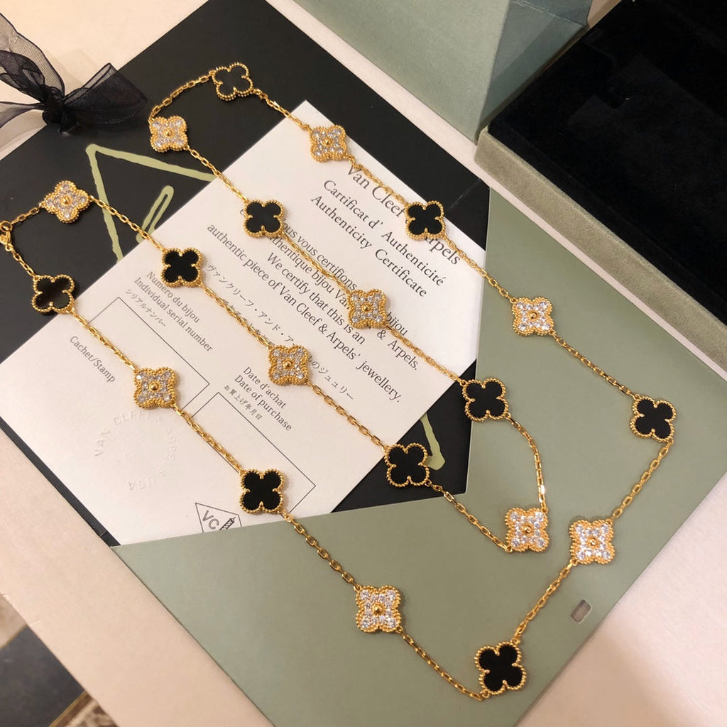 18K Van Cleef & Arpels Vintage Alhambra 20 Motifs Long Necklace