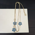 18K Chanel Blue Flower Long Necklace