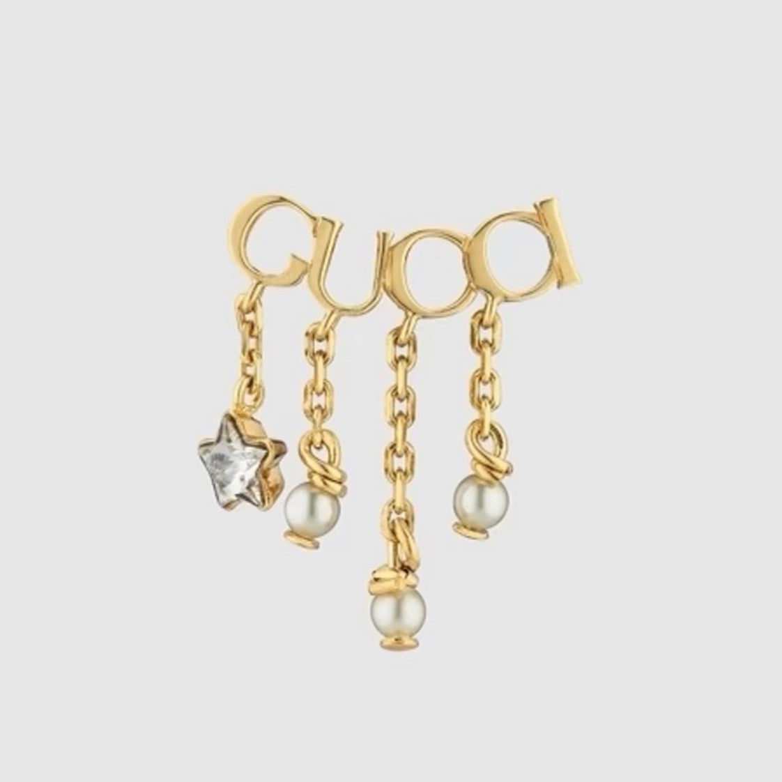 18K Gucci Script Pearl Earrings