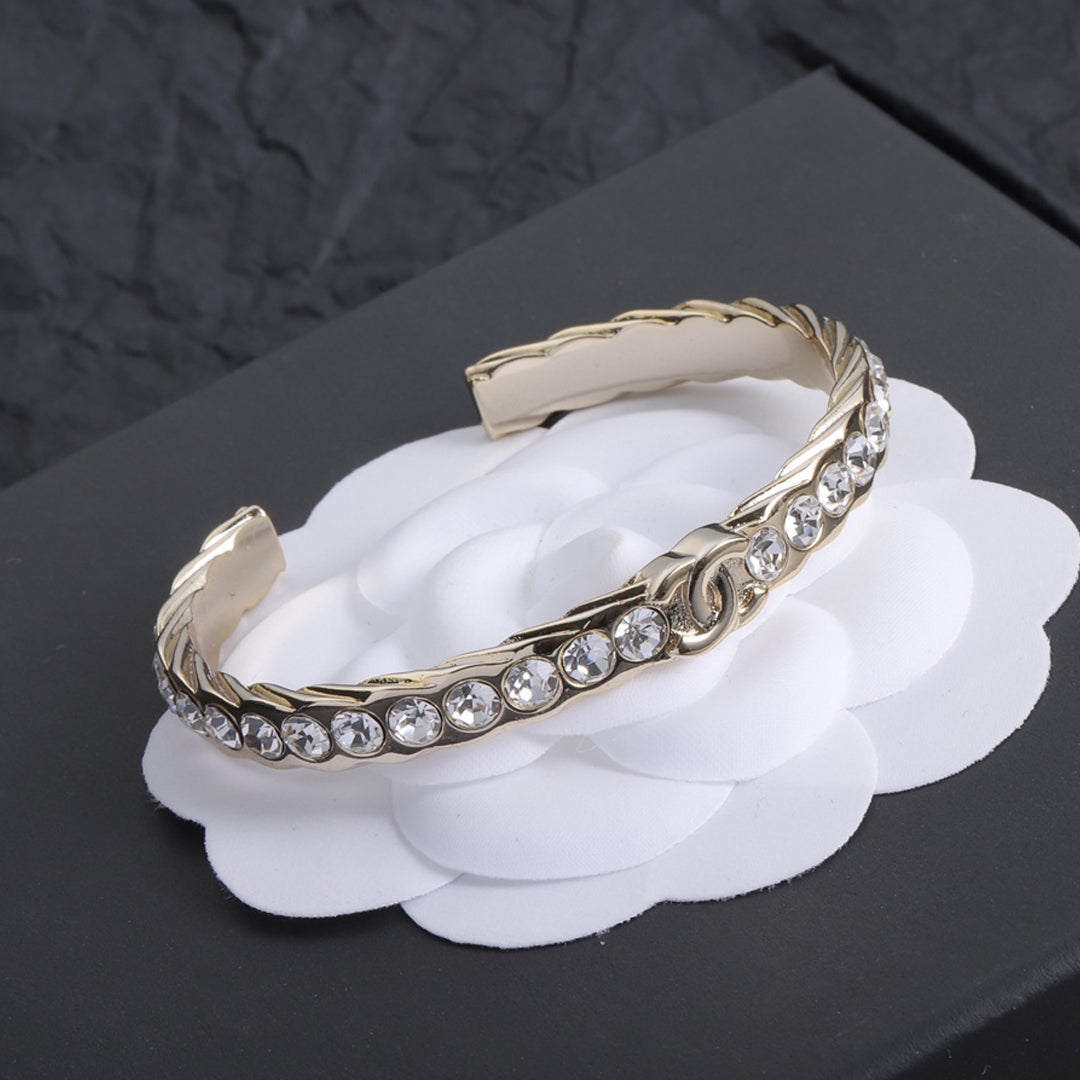 18K Chanel Open Cuff Crystals Bracelet