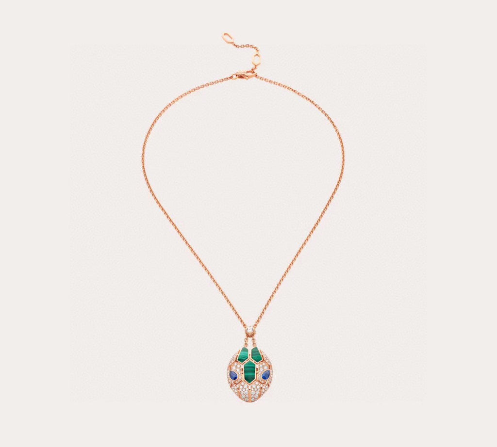 18K BVLGARI BV Serpenti Malachite Necklace