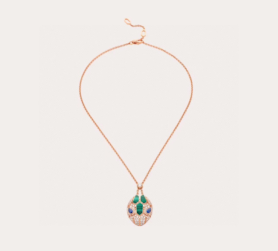 18K BVLGARI BV Serpenti Malachite Necklace