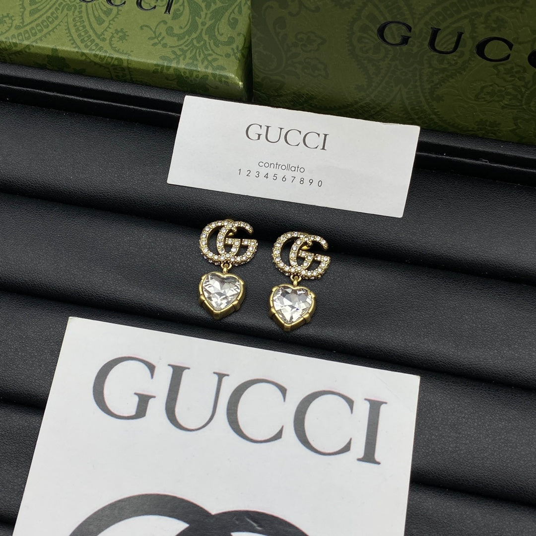 18K Gucci Crystal Pendant Earrings