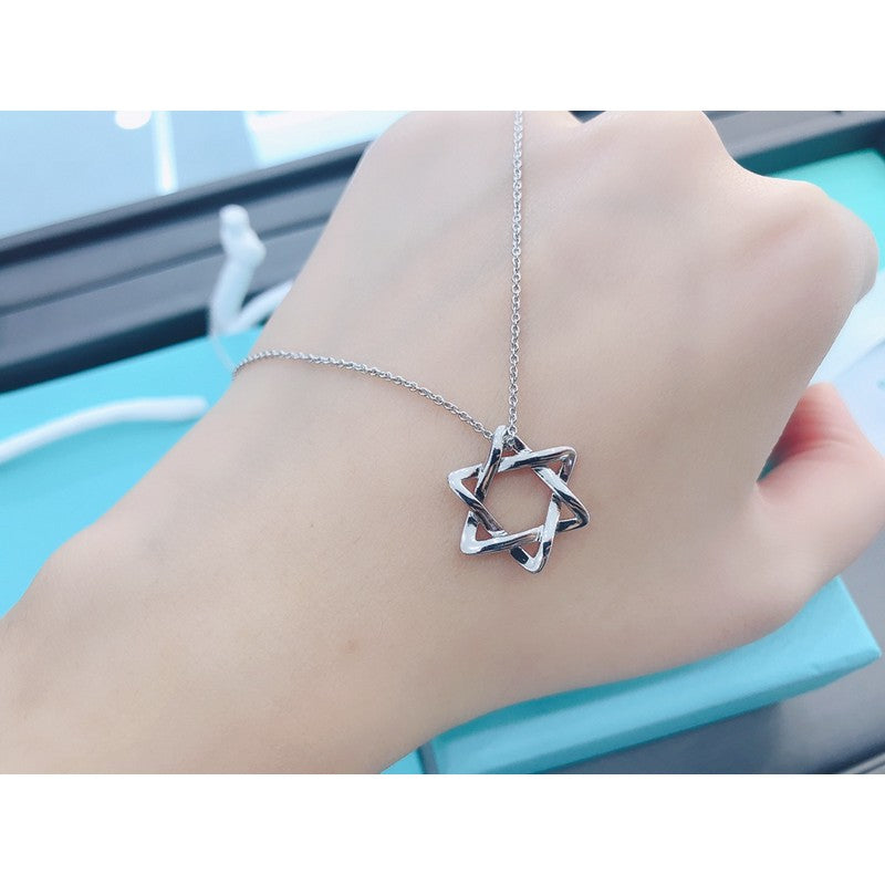 18K Tiffany Star of David Pendant Necklace