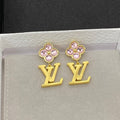 18K Louis Vuitton Purple Crystal Flower Earrings
