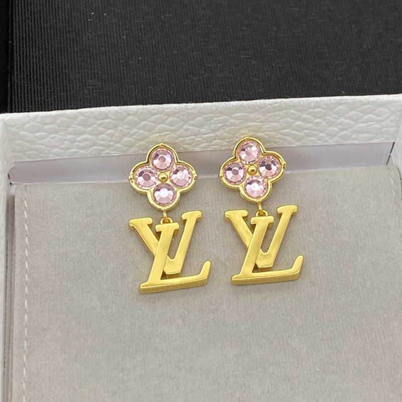 18K Louis Vuitton Purple Crystal Flower Earrings