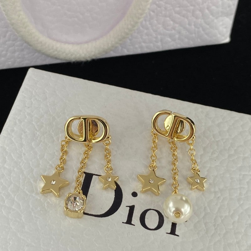18K Dior Tribales Star Pearl Earrings