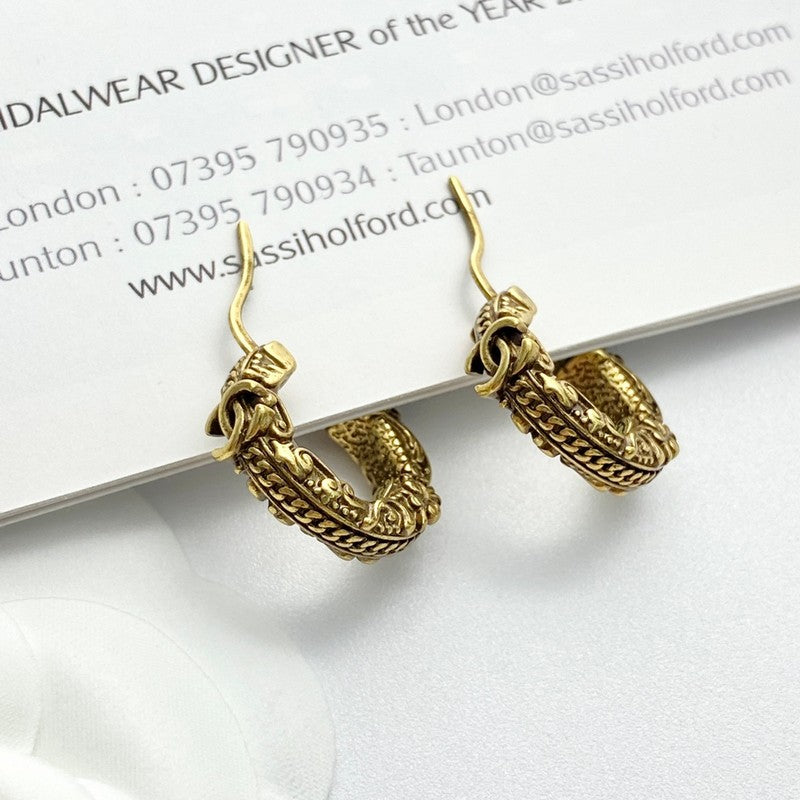 18K Chanel 24C Vintage Gold Earrings