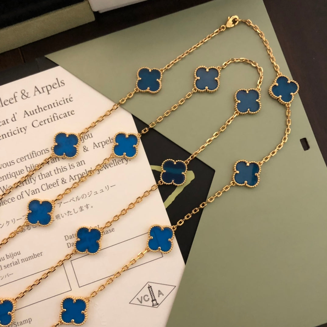 18K Van Cleef & Arpels Vintage Alhambra 20 Motifs Long Necklace