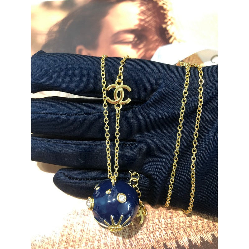 18K Chanel Blue Gold Ball Necklace