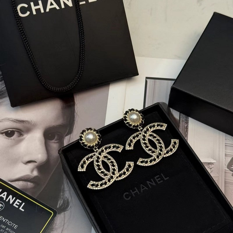 18K Chanel Leather Gold Earrings