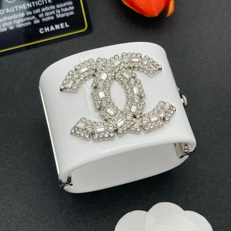 18K Chanel Pearl Diamond White Cuff Bracelet