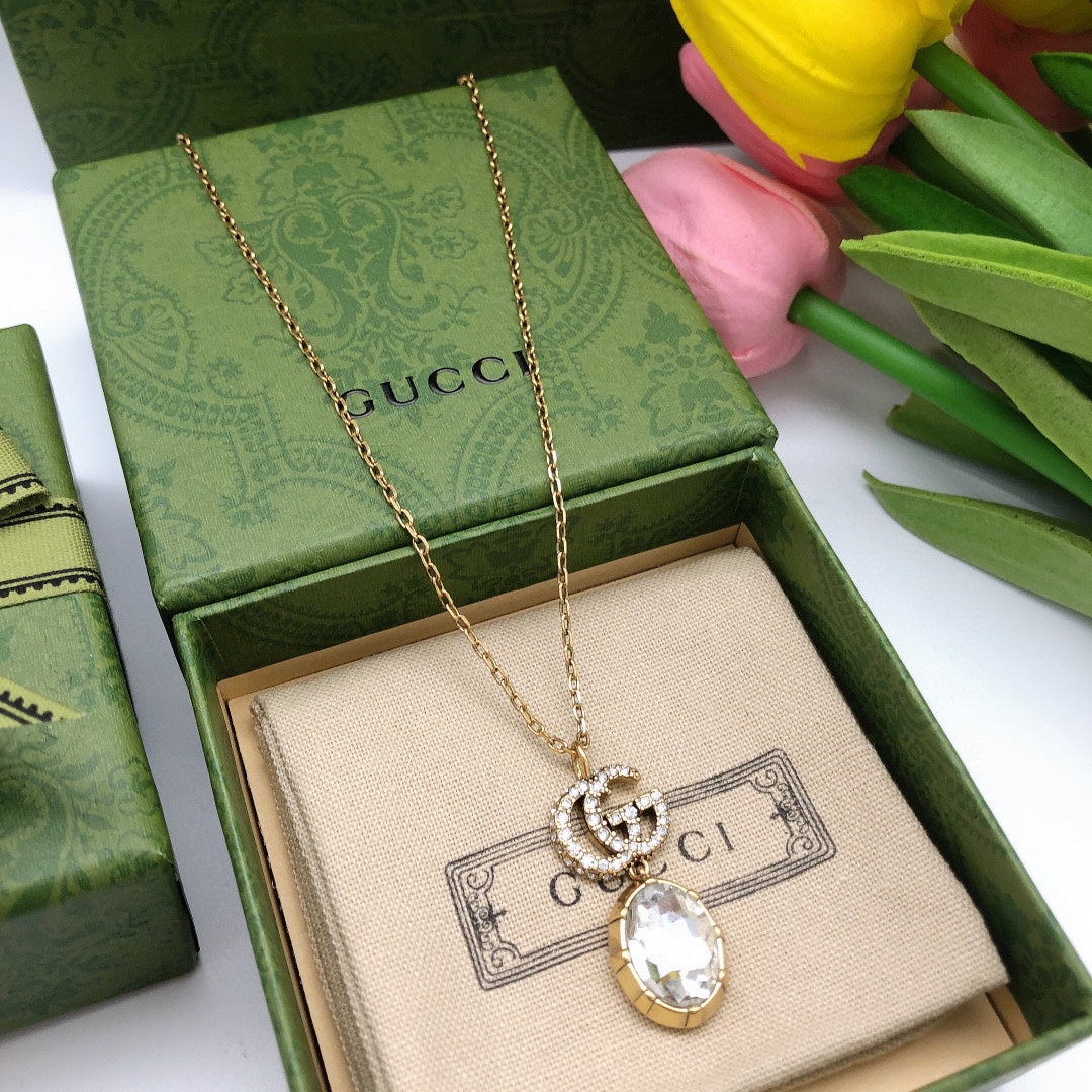 18K Gucci Crystal Necklace