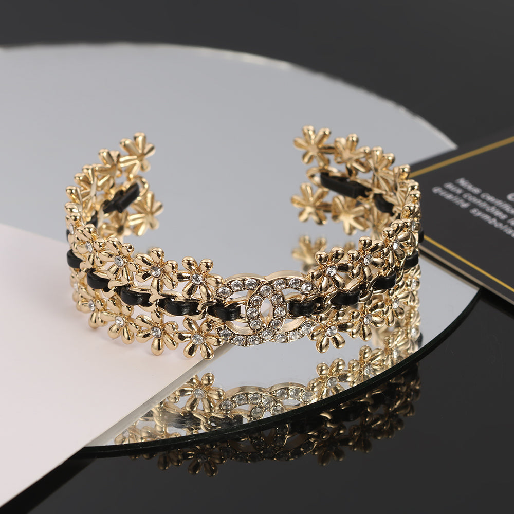 18K Chanel Open Cuff Strass Bracelet
