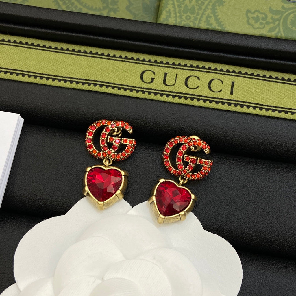 18K Gucci Red Crystal Earrings