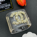 18K Chanel Pearl Diamond Transparent Cuff Bracelet