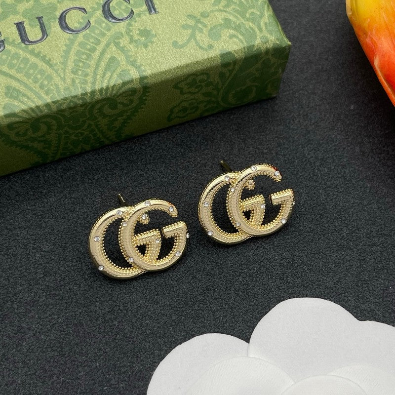 18K Gucci Pave Diamond Gold Earrings