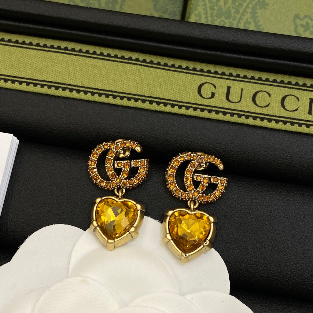 18K Gucci Yellow Crystal Earrings