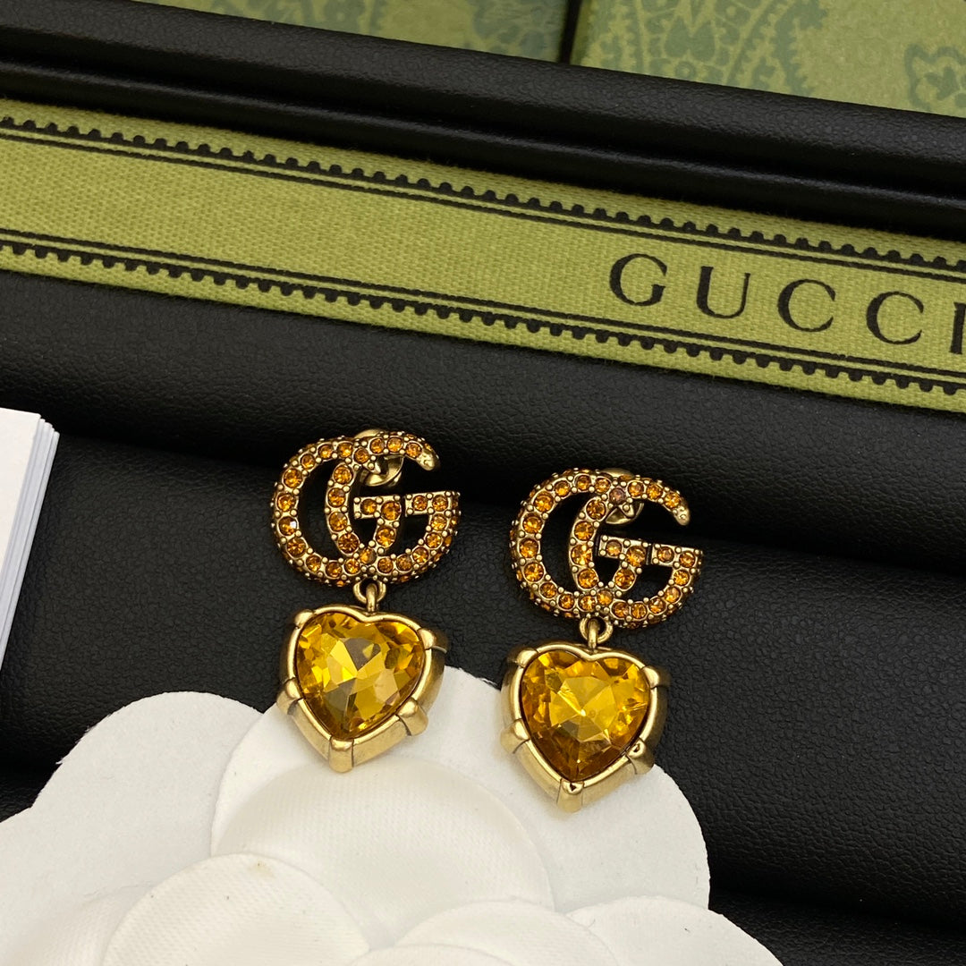 18K Gucci Yellow Crystal Earrings
