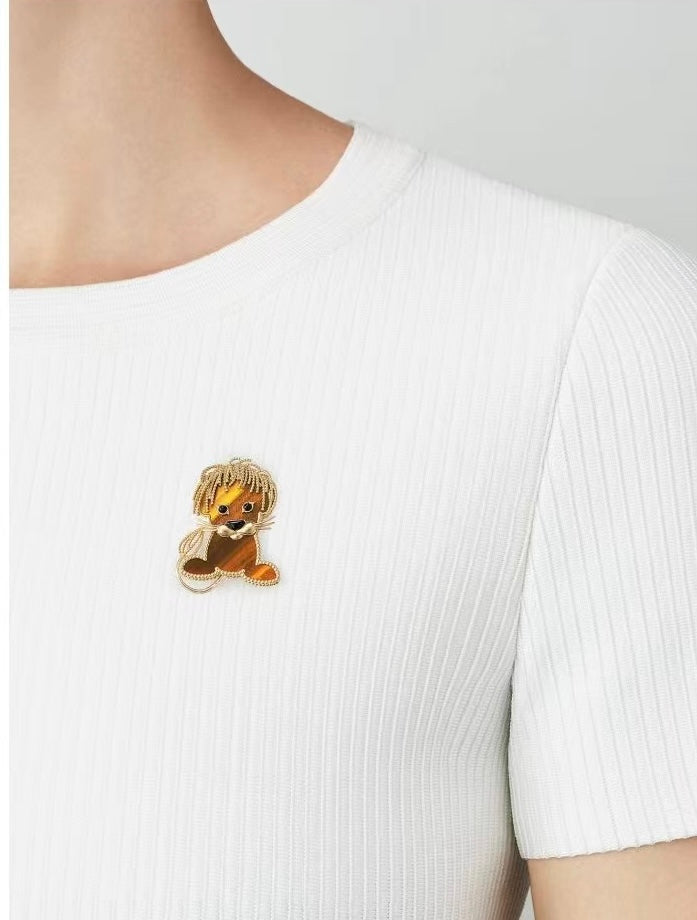 18K Van Cleef & Arpels Lucky Animals Lion Clip Brooch