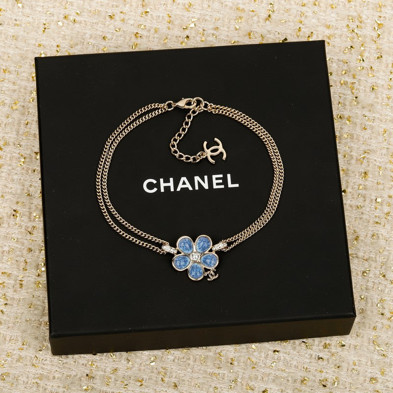 18K Chanel 26A Blue Flower Necklace