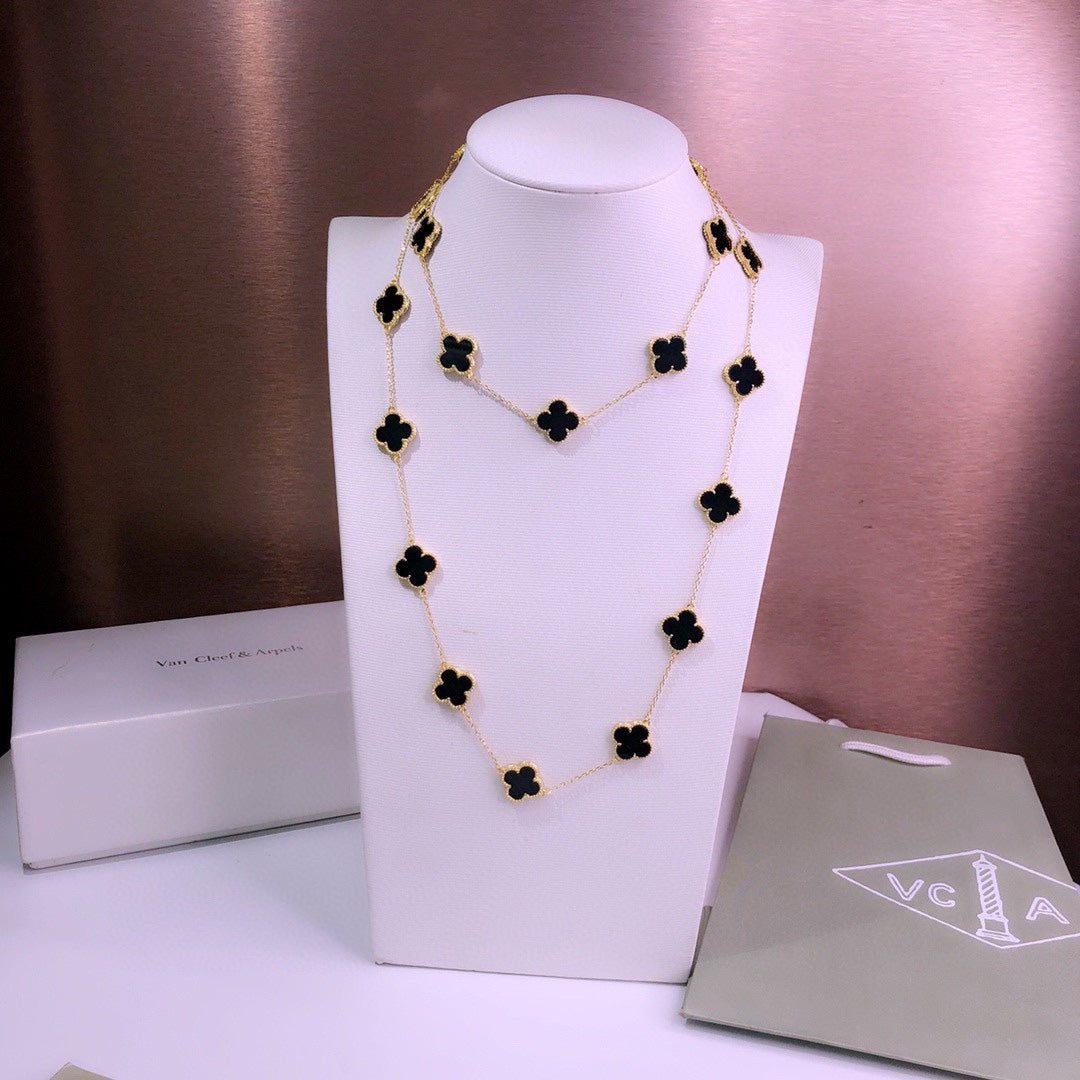 18K Van Cleef & Arpels Vintage Alhambra 20 Motifs Long Necklace