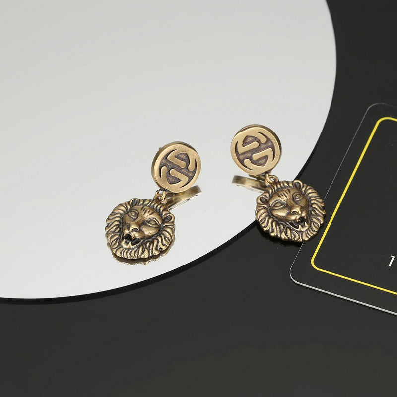 18K Gucci Lion Pendant Earrings