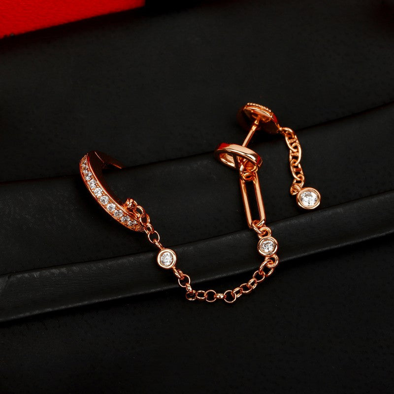 18K Hermes Chaine D'Ancre Rose Gold Diamond Earrings