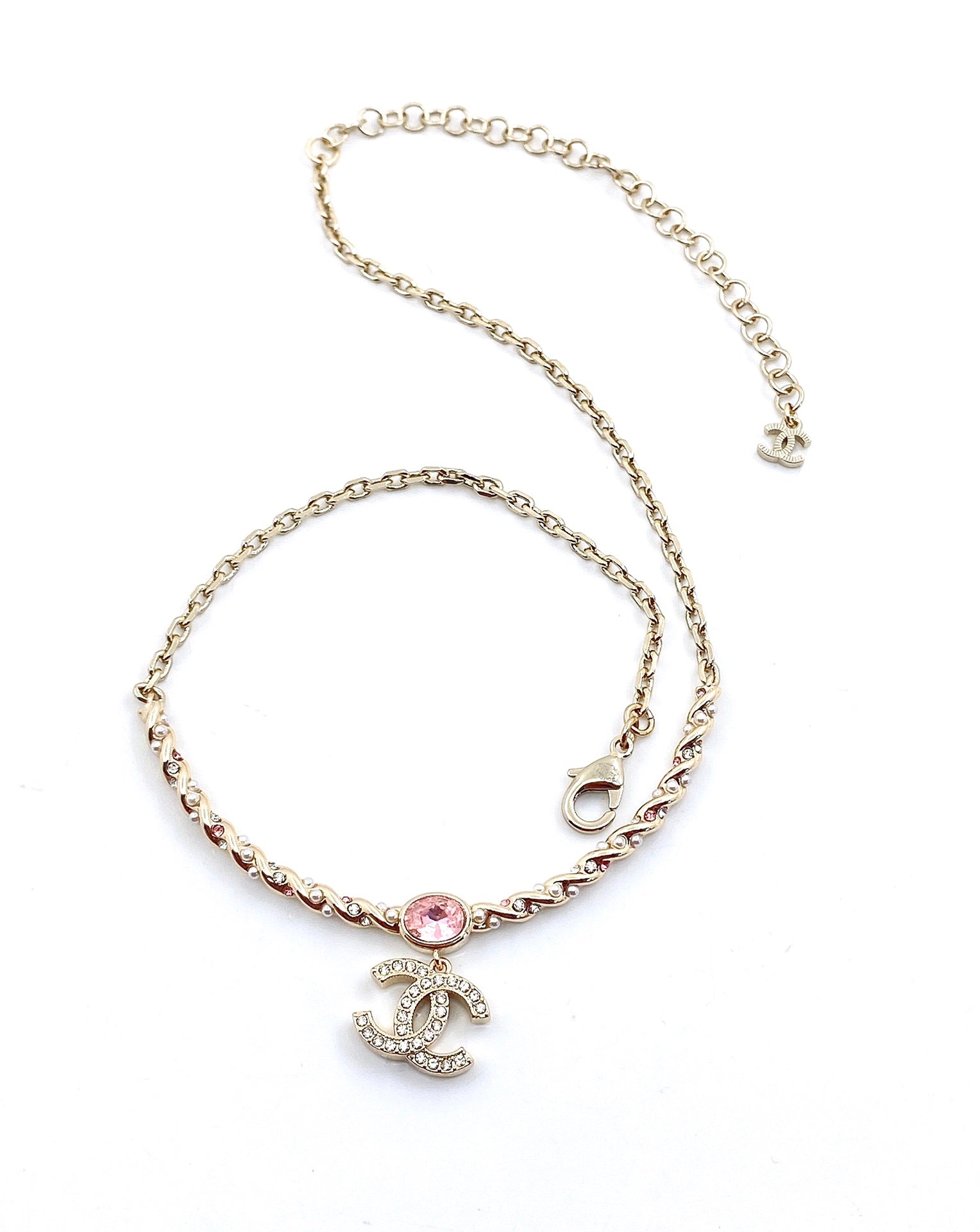 18K Chanel Pink Crystal Necklace