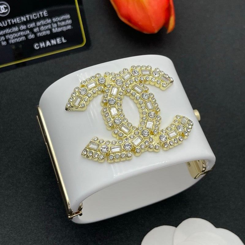 18K Chanel Pearl Diamond White Cuff Bracelet