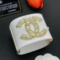 18K Chanel Pearl Diamond White Cuff Bracelet
