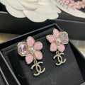 18K Chanel Pink Flower Gold Earring