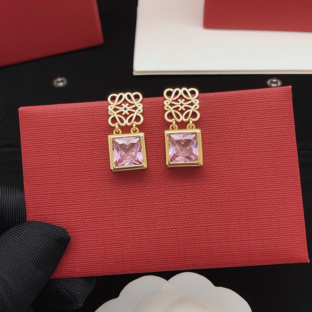 18K Loewe Anagram Crystal Earrings