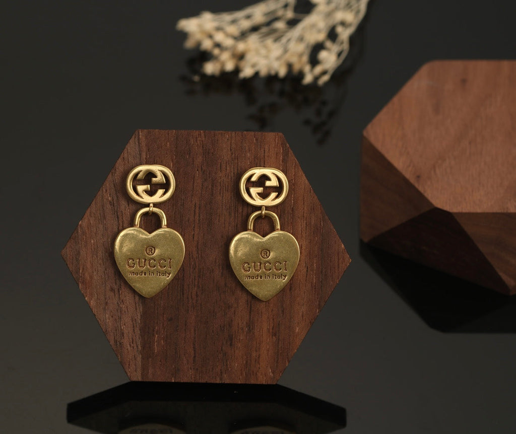 18K Gucci Heart Pendant Earrings