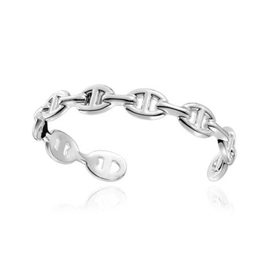 18K Chaine Open Cuff Hermes Bracelet