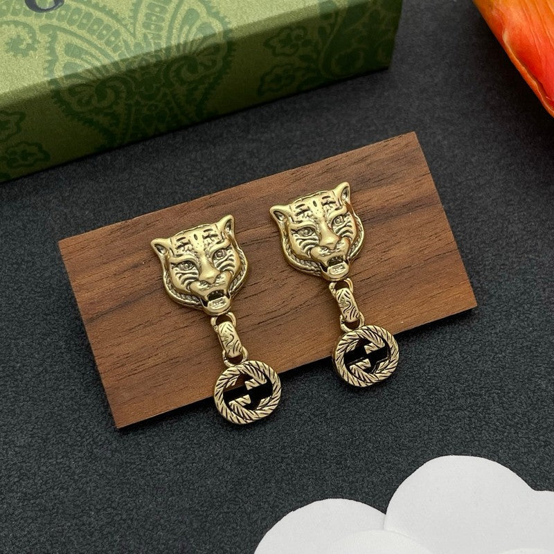 18K Gucci Tiger Drop Earrings