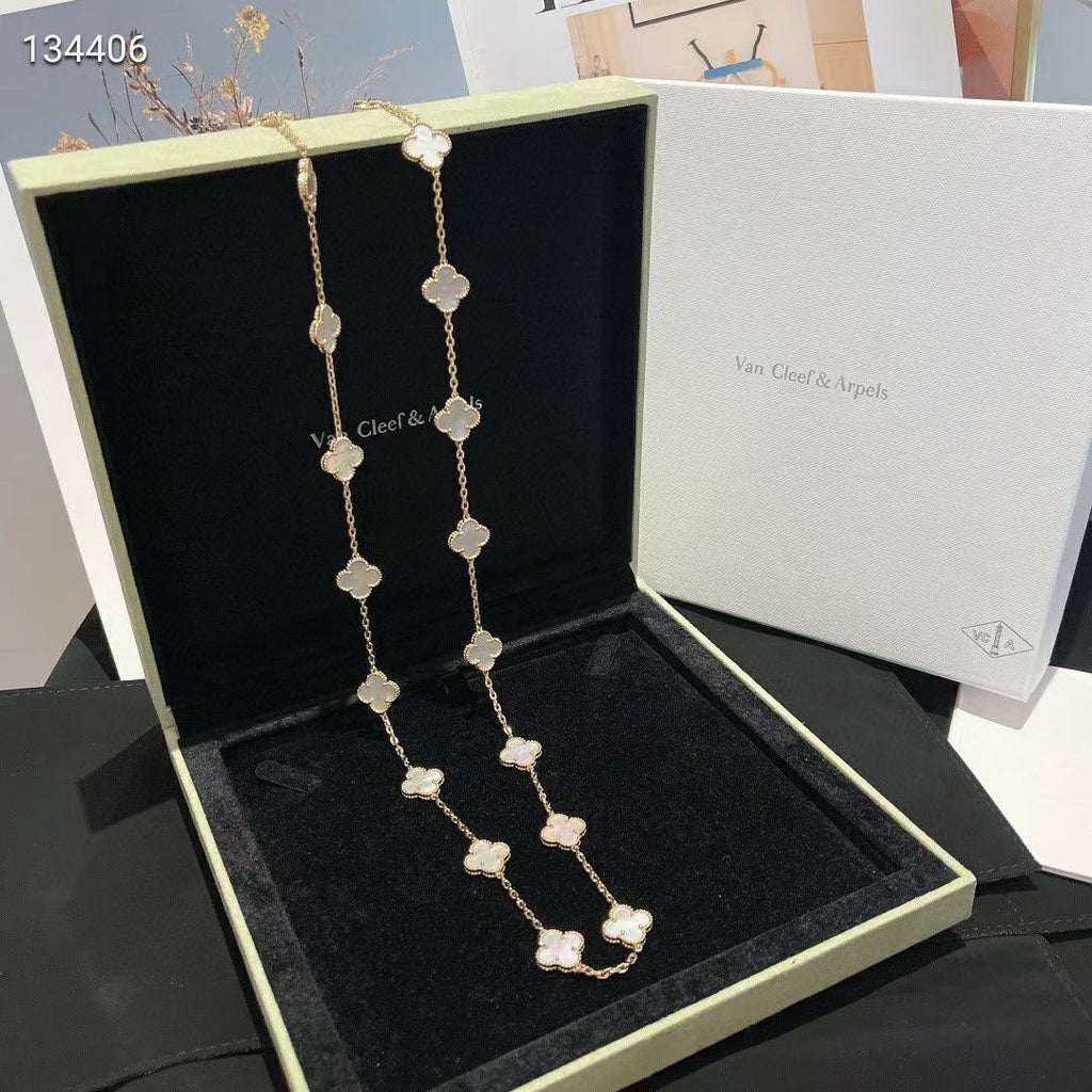 18K Van Cleef & Arpels Vintage Alhambra 20 Motifs Long Necklace