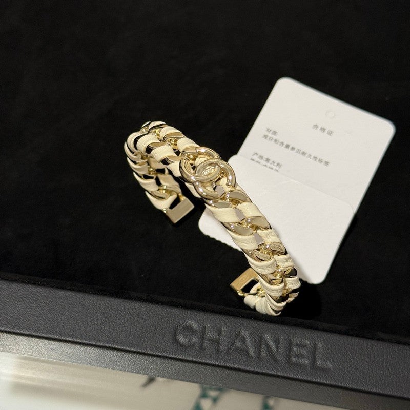 18K Chanel 26C White Open Cuff Bracelet