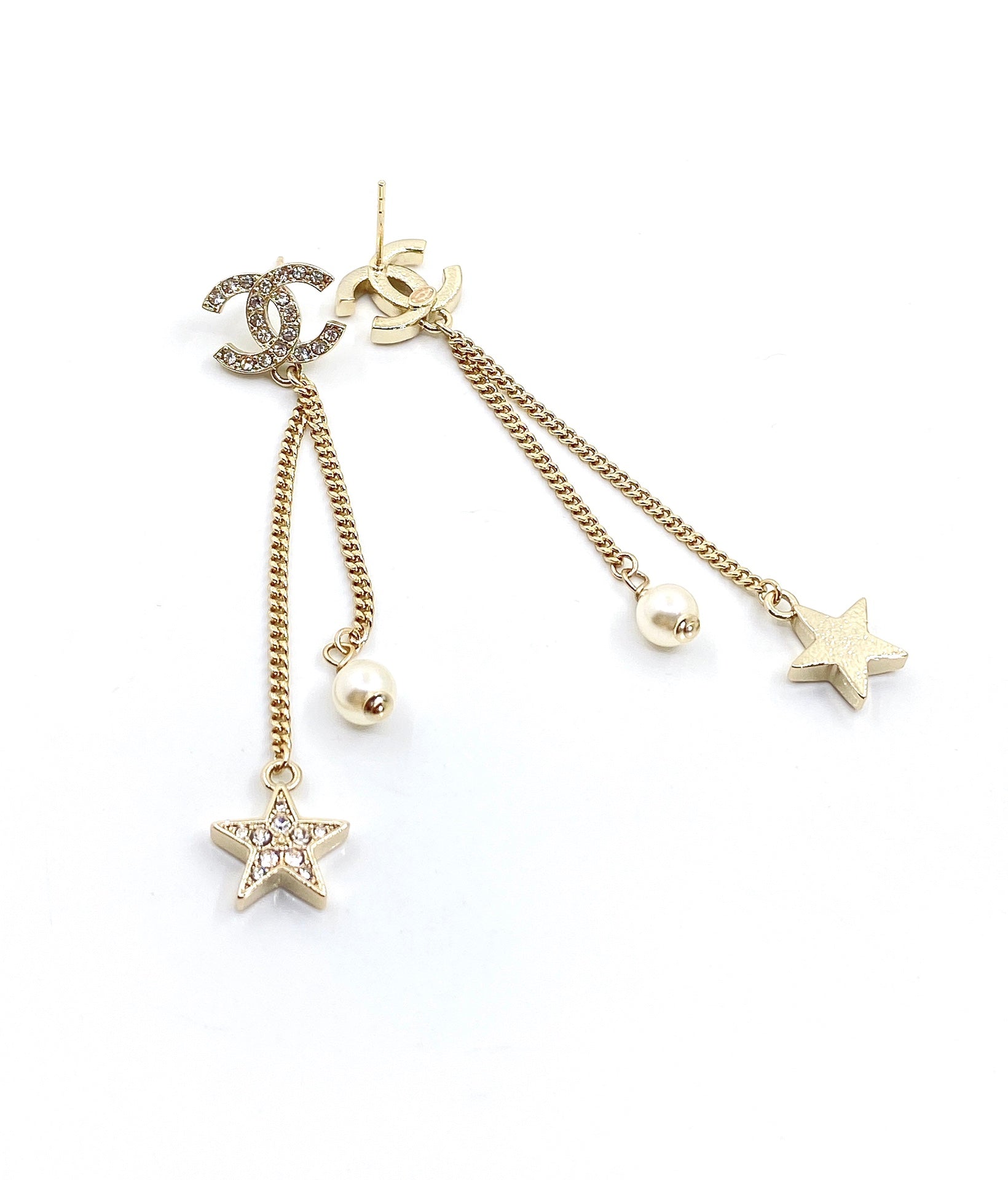 18K Chanel Pearl & Star Earrings