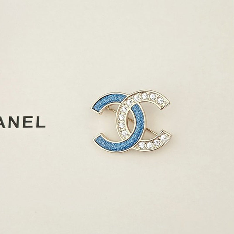 18K Chanel Blue & White Gold Diamond Brooch