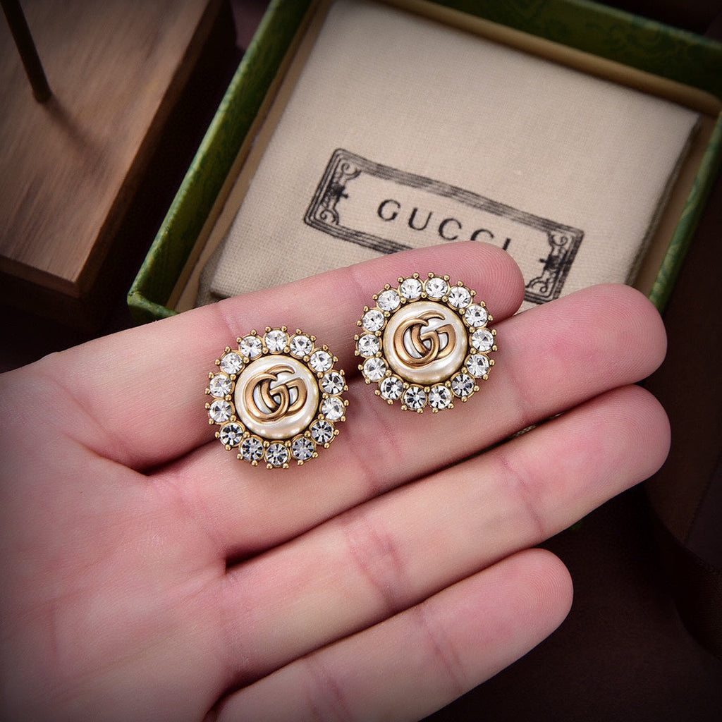 18K Gucci Flower Crystals Earrings