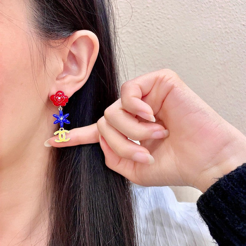 18K Chanel Color Camellia Earrings