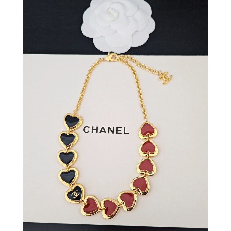 18K Chanel Black & Red Gold Chain Necklace