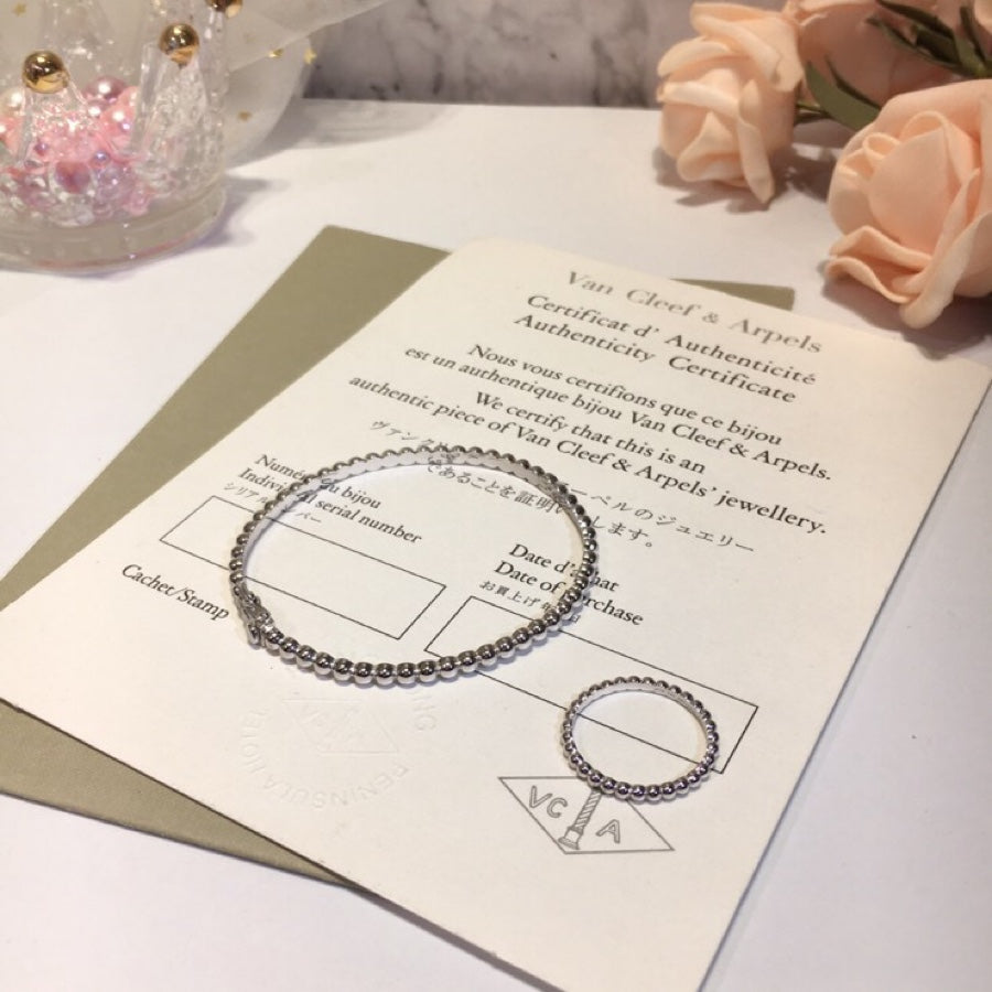 18K Van Cleef & Arpels White Gold Perlee Bracelet