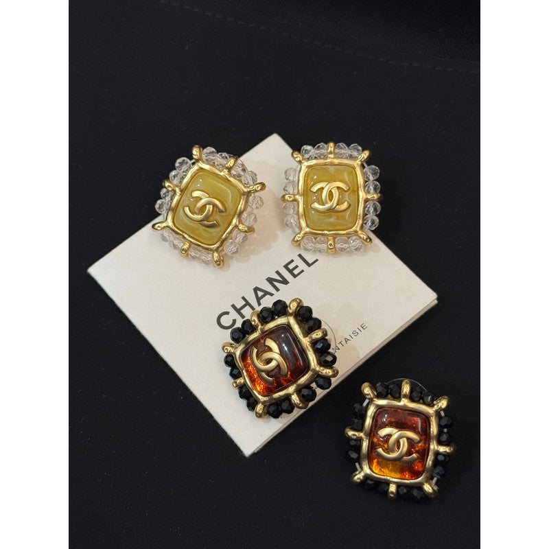 18K Chanel Red & Yellow Earrings