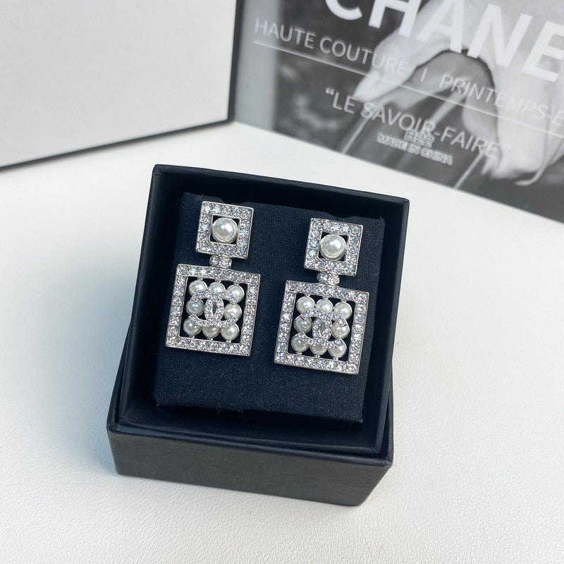 18K Chanel Diamond Pearl Perfume Earrings