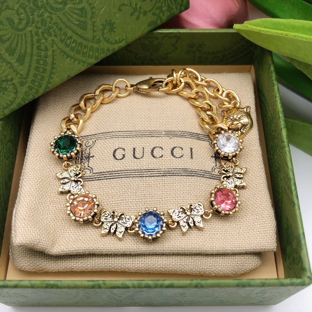 18K Gucci Interlocking G Crystals Bracelet