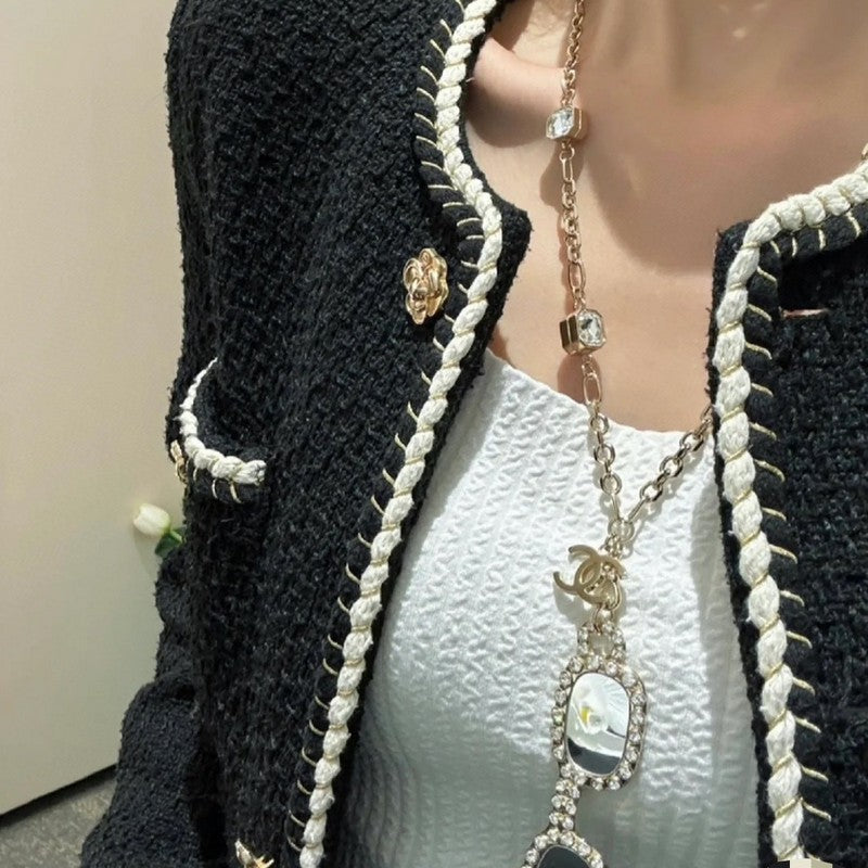 18K Chanel Black Crystal Gold Necklace