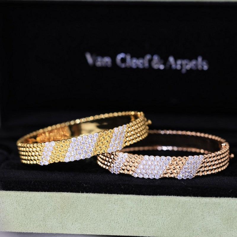 18K Van Cleef & Arpels Perlee 5 Rows Diamond Bracelet