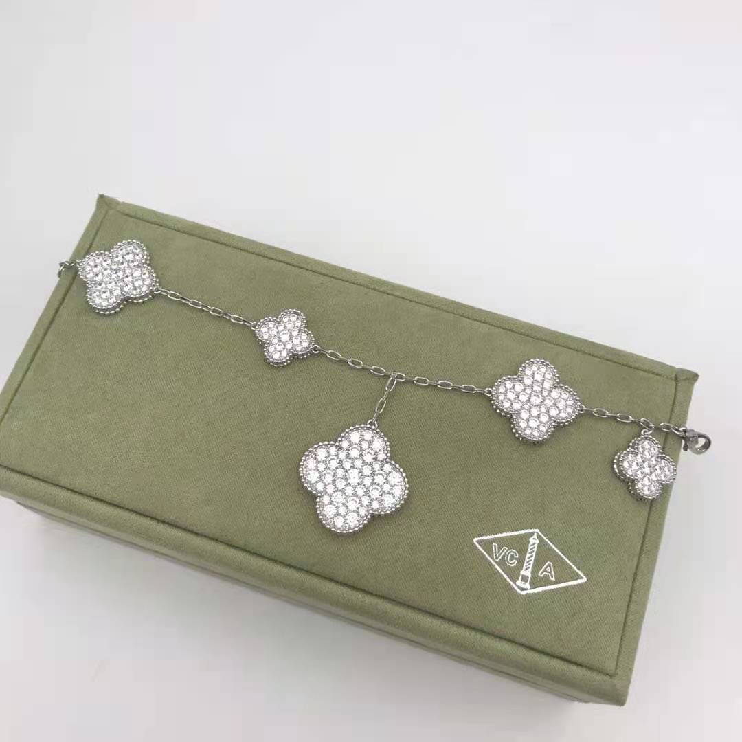 18K Van Cleef & Arpels Magic Alhambra Five Motifs Diamonds Bracelet